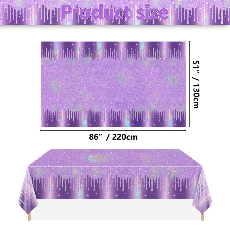 APUXXJUPA 4 Pack Shiny Purple Tablecloths, Laser Purple Table Cover