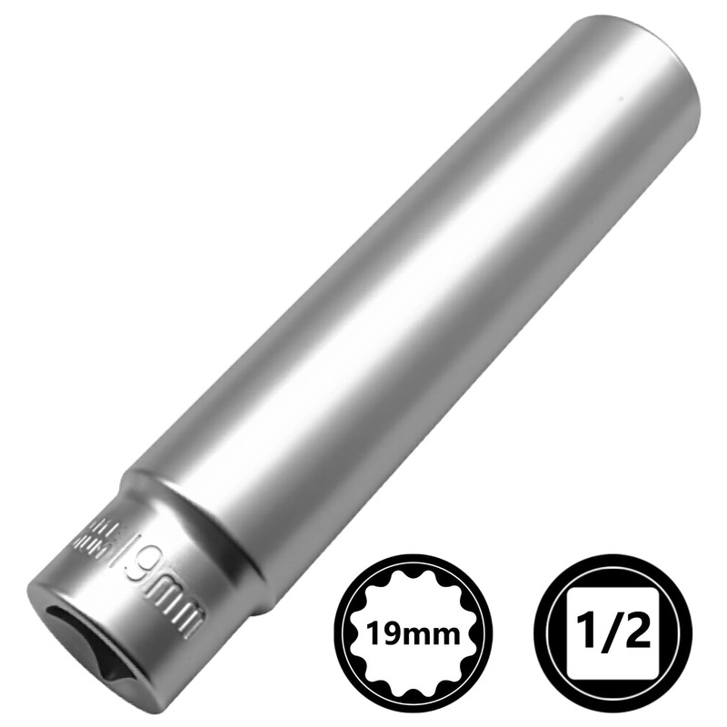 KTTOOL 19MM Deep Metric Socket 12PT - Extra Long Deep