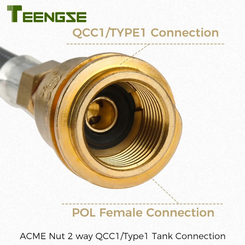 Y Shape Propane Splitter Hose QCC1 Inlet & POL/QCC Outlet