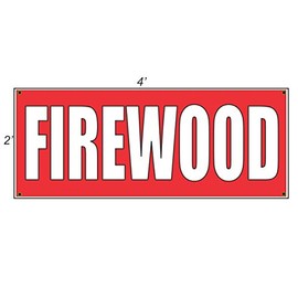 Firewood 2x4 Red Banner Sign Fire Wood
