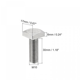sourcing map Square Head Bolt, 5pcs M10x30mm Fully Thread 304 Stainless Steel Grade C Square Machine Screws