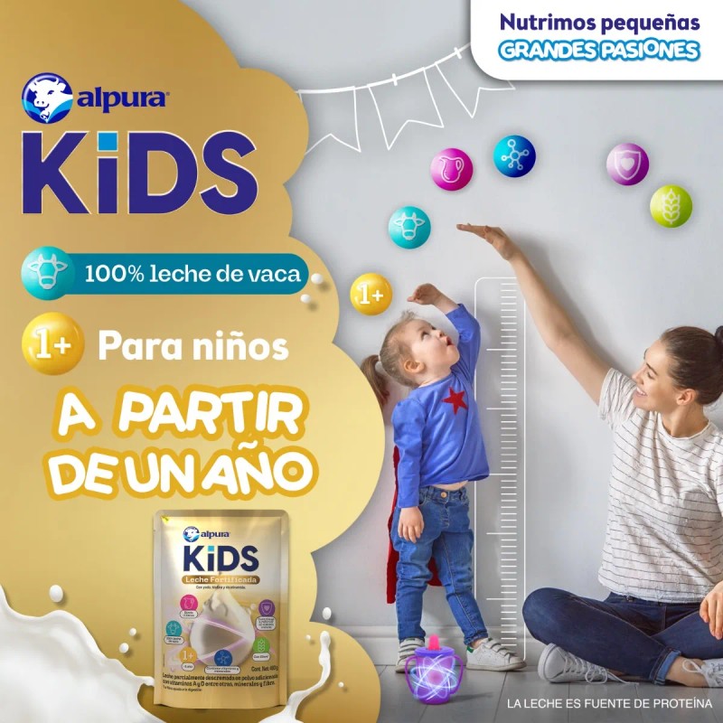 ALPURA Kids Leche Fortificada en Polvo Semidescremada 480g