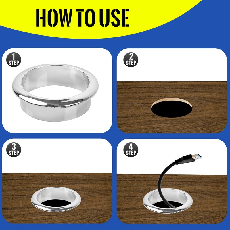 5Pcs 50mm (2 Inch) Cable Hole Cover, ABS Desk Grommet,