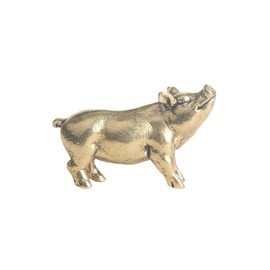 Leheybia 1 Pcs Chinese Zodiac Pig Figurine Vintage Decor Retro Brass Pig Figurine Antique Animal Statue Pig Model Pig Sculpture for Desktop Decoration（Golden）