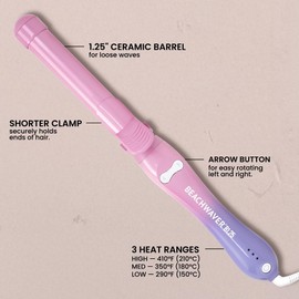 The Beachwaver Co. Beachwaver B1.25 Rotating Curling Iron - Pink Sunset | Automatic 1.25 Inch Ceramic Curling Iron | Auto-Shut Off, Travel-Friendly, Dual Voltage | B-Series (BW17SS)