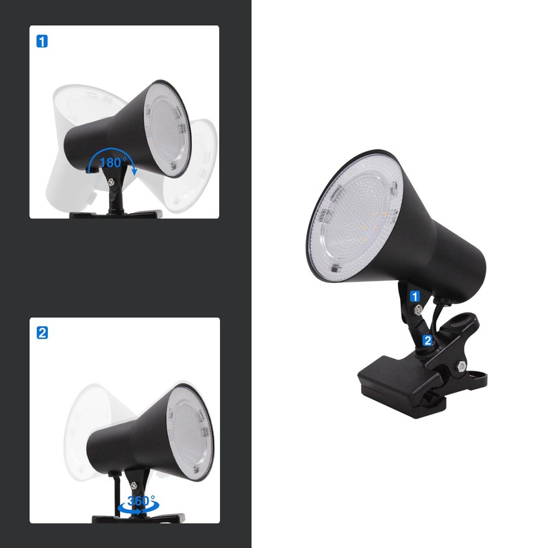 MingBright LED Clip-on Desk Lamp, 360° Adjustable Clamp Desk Light