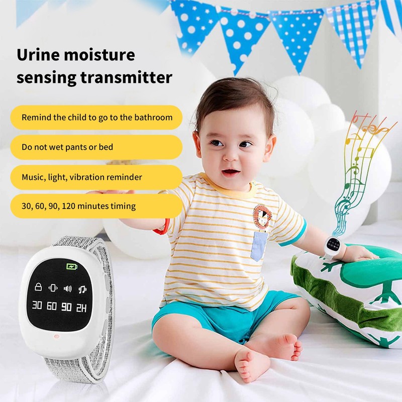 Wireless Bedwetting Alarm 4 Timing Music Vibration Bedwetting Sensor Watch