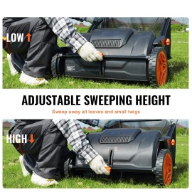 21inch Heavy Duty Leaf Grass Collector Strong Plastic Wheels Thickened Steel Durable Push Lawn Sweeper for Outdoor Patio UseDefault: Default