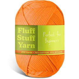 Soft Yarn for Crocheting – Crochet & Knitting Yarn, Beginner Yarn with Easy-to-See Stitches, 250 Yds Amigurumi Yarn, Cotton-Nylon Blend Tshirt Yarn for Crocheting, Worsted Weight Yarn 4, Pumpkin Yarn