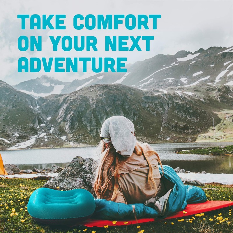 Pitch and Trek Ultralight Inflatable Travel Camping Pillow Blue