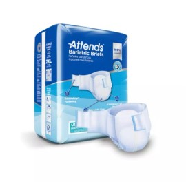 Attends Bariatric Incontinence Briefs Underwear Diapers Heavy, Severe 2XL/3XL  - 5XL, Up tp 115" - 8 Count