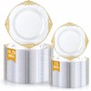 200PCS Clear Gold Plastic Plates for Wedding & Party