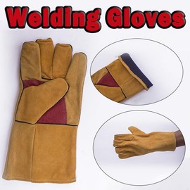 Welding Gloves, Length 35 cm, Leather Welding Gloves, Protective Gloves, Garden Welding Gloves, Extremely Heat Resistant Gloves for Welding (B)