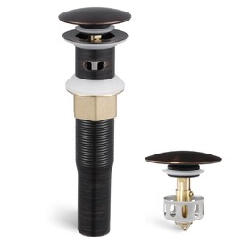 KES Bathroom Sink Drain with Strainer Basket Drain Hair Catcher, Pop Up Drain Stopper Vessel Sink Vanity with Overflow Anti Clog, Oil Rubbed Bronze S2013A-ORB