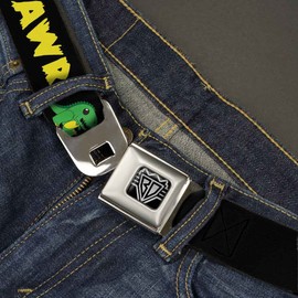 Buckle-Down Seatbelt Belt - RRRAWR Dinosaur Black/Green/Yellow - 1.5" Wide - 24-38 Inches in Length