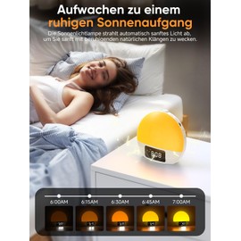 Foryond Daylight Alarm Clock, Light Alarm Clock, Sunrise Alarm Clock, Digital Wake Up Light with 25 Soothing Sounds in 16 Brightness, Double Alarm, 8 Solid Colours, 9 Coloured Lights, Alarm Clock with