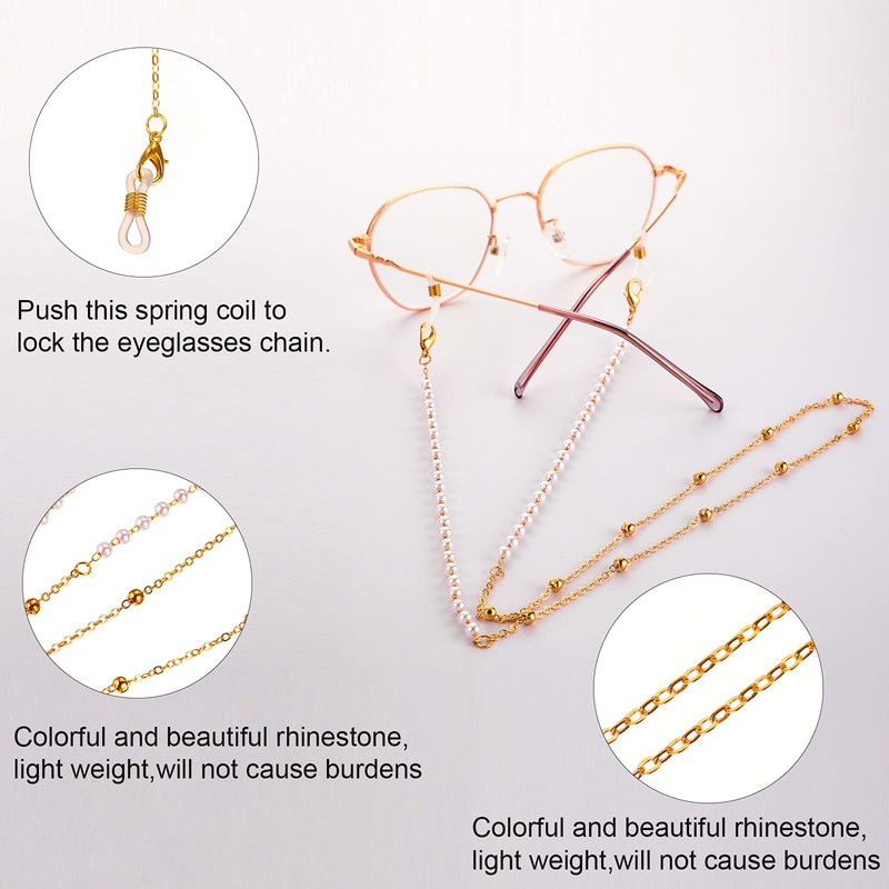 Pack of 6 Glasses Chains for Women Glasses Cord with