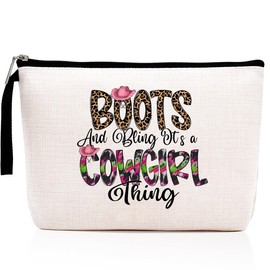 Western Makeup Bag Country Stuff Western Gifts for Women Country Girls Niece Daughter Best Friend BFF Cosmetic Bag Cowgirl Gifts Zipper Pouch Western Stuff Leopard Travel Bag Graduation Birthday Gifts