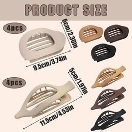 Flat Claw Clip, Hair Clips Women, 8-Piece Set With Flat Hair Clips and Oval Clips, Claw Clips for Thin Hair, Strong Hold for Daily Use, Sports, and Formal Styles waterproof