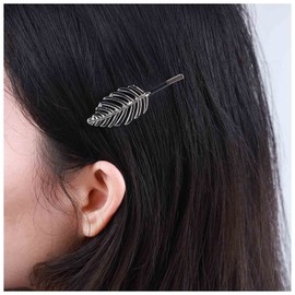Andelaisi Boho Leaf Hairpin Clip Vintage Leaf Hairpin Barrette French Leaf Hair Clip Hairpin Silver Leaf Head Clips Decorative Bobby Pins Bridal Hair Accessories for Women and Girls Headdress
