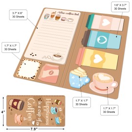 Fancy Land Coffee Cup Sticky Notes Set Cute Sticky Notepads 240 Sheets Book Notes Kids Office School Friends Holiday Employee Administrative Professional Day Teacher Small Gifts