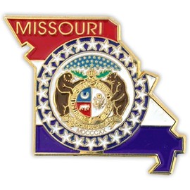 PinMart Missouri Shape Flag Lapel Pin – Complete United States of America Pin Set – Gold Plated Enamel US State Shirt Pins – Great Commemorative/Promotional Gift