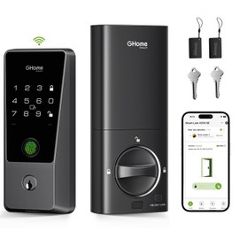 GHome Smart Fingerprint Door Lock with WiFi – 6-in-1 Keyless Entry Smart Lock with Code, Auto Lock, App Control, Keypad Deadbolt, Easy Installation, Smart Locks for Front Door, Airbnb, Rental, Home