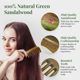 Sandalwood Wide Tooth Comb by RustiK, Wooden, Anti Static, Detangling, Hair Comb, Woodcrafted for Men and Women.