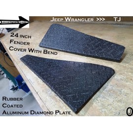 Fits with Jeeep wrangler TJ Aluminum Diamond Plate 24 inch Fender Covers With Bend (Black)