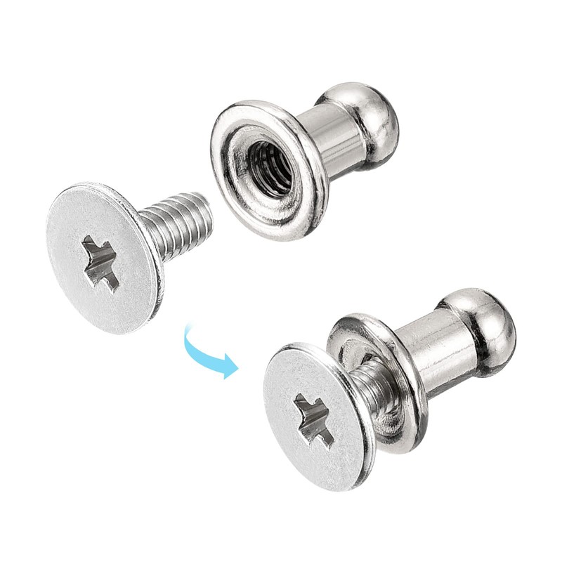 sourcing map 4 mm Ball Head Bolt Rivets Screws Back
