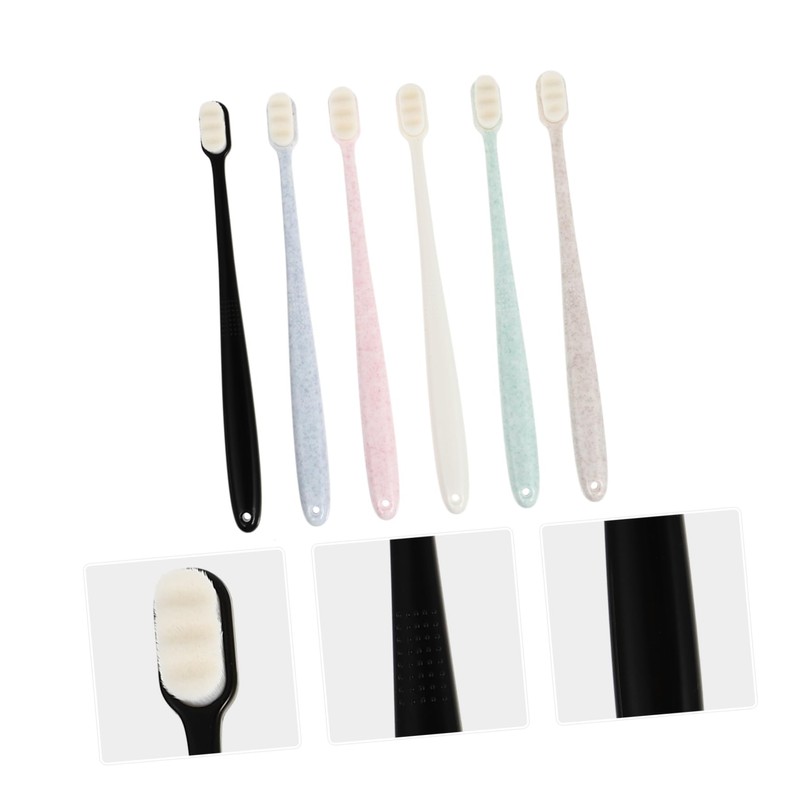BIUDECO 6Pcs Soft Bristle Toothbrushes for Adults Dual Purpose Oral