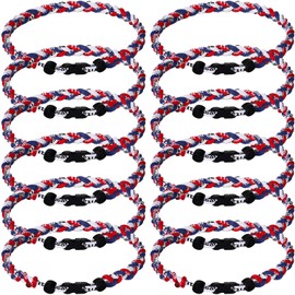 Zeyune 12 Pcs 18" Baseball Necklace Three Braided Rope Tornado Titanium Necklace Baseball Rope Necklace for Boys Men Sport (Baseball 3)