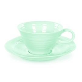 Portmeirion Sophie Conran Celadon Teacup and Saucer, Set of 4