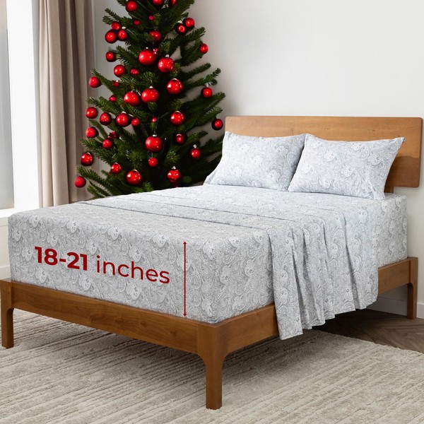 Mellanni Extra Deep California King Sheets - 4 PC Iconic