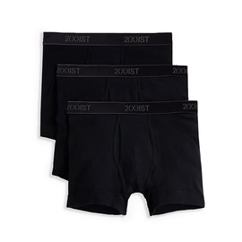 2(X)IST Men's Essential Cotton Boxer Brief 3-Pack Solid Black