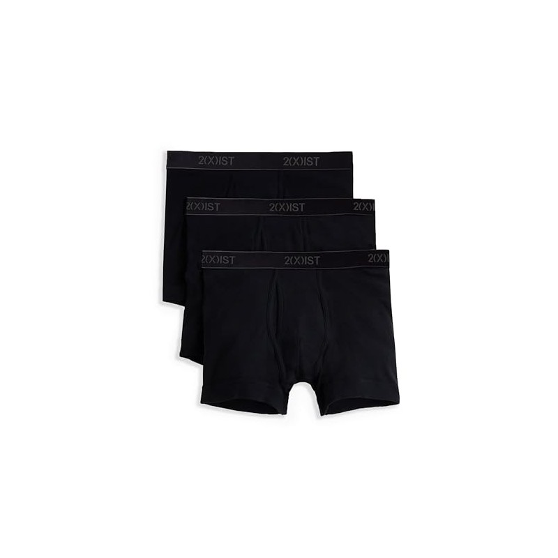 2(X)IST Men's Essential Cotton Boxer Brief 3-Pack Solid Black
