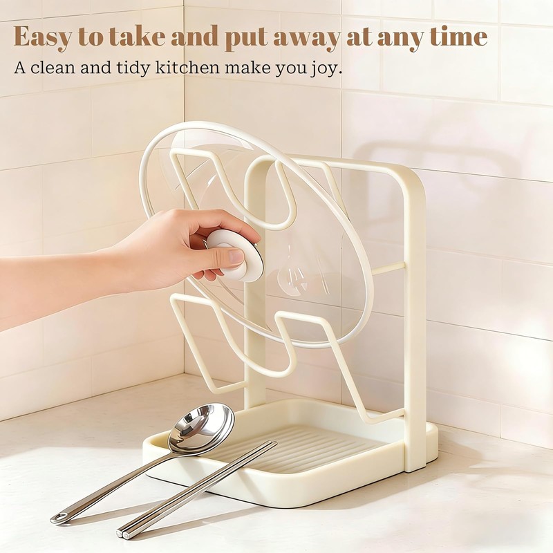 2 Tier Pot Lid Holder Rack for Kitchen Storage, Multifunctional