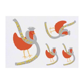 4 x 'Hen Party Hen' Temporary Tattoos - Water Resistant, Skin-Safe, Non-Toxic Transfers, Mixed Sizes (TO00074934)