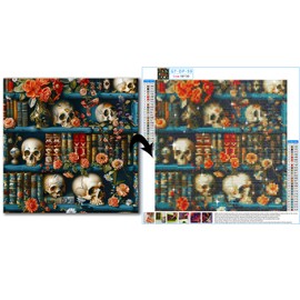 Gamteldot Skull Diamond Art Kits for Adults Beginners,DIY Bookshelf Diamond Art 5D Full Drill Diamond Dots Diamond Painting with Complete Tools,Gem Art Crafts for Home Wall Decor Gift-12x12in