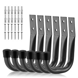 HORUSDY Garage Hooks Heavy Duty - 6Pcs 6Inch Metal Garage Storage Hooks for Wall, Utility Hooks for Hanging, Easy Use, Bike Hooks for Garage J Hooks for Hanging
