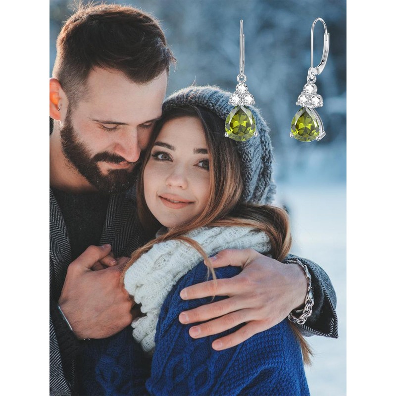 Seiyang Peridot Birthstone Dangle Drop Earrings for Women 925 Sterling