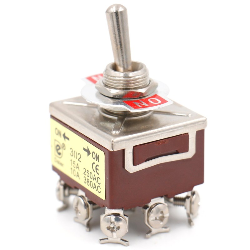 Heschen Metal 3PDT Toggle Switch HS-302 ON/ON 2 Positions 15A