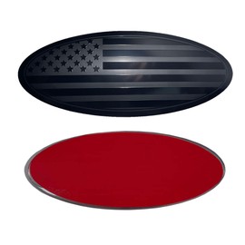 9.5 inch Overlay Emblem Front Grille Tailgate Rear Oval American Black Flag Badge for Ford F150 2015-2021 Years (9.5, Black)
