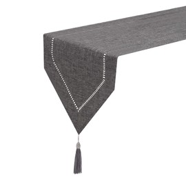 LLCUTESHOP Camino de mesa de lino gris de 12 x 106 pulgadas, aspecto de lino, color sólido, moderno camino de mesa de fácil cuidado para mesa de comedor, mesa de centro, restaurante, decoración