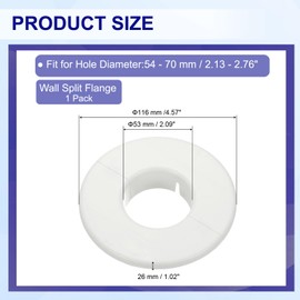 PATIKIL Wall Split Flange 2.1" (53mm), Round Detachable Escutcheon Plate Buckles Water Pipe Cover for Kitchen Bathroom Air Conditioner Arm Pipe Faucet Decoration, White