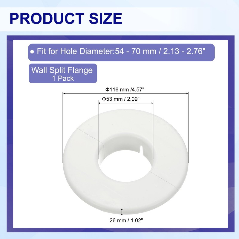 PATIKIL Wall Split Flange 2.1" (53mm), Round Detachable Escutcheon Plate
