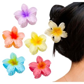 AWAVM 5 Pcs Flower Hair Clips,Flower Claw Clips Medium Size,Hair Claw Clips for Women Girls, Hair Grips Women Hair Clips Bright Color Flower Clips 3 Inch
