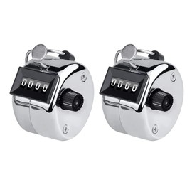 Contador Manual, 2 Piezas Contador Manual de Mano, Contador Manual de 4 Dígitos de Metal, Fácil de Usar, para Deporte, Golf, Pescar, Restaurantes, Plata (5.3 x 3.1 cm)