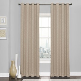 Eclipse Blackout Curtains for Bedroom - Kingston 52" x 84" Insulated Darkening Single Panel Grommet Top Window Treatment Living Room, Natural