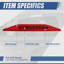 Auto Dynasty LED 3rd Third Tail Brake Light High Mount Stop Lamp Compatible with Ford Freestyle Taurus X 2005-2009, Chrome Housing Red Lens